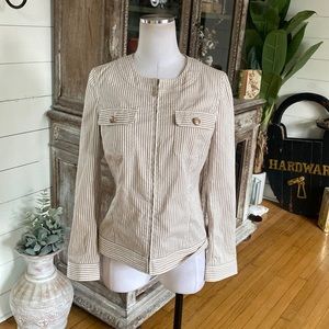 St. John STRIPED LIGHTWEIGHT FULL ZIP JACKET 6 EXCELLENT 6